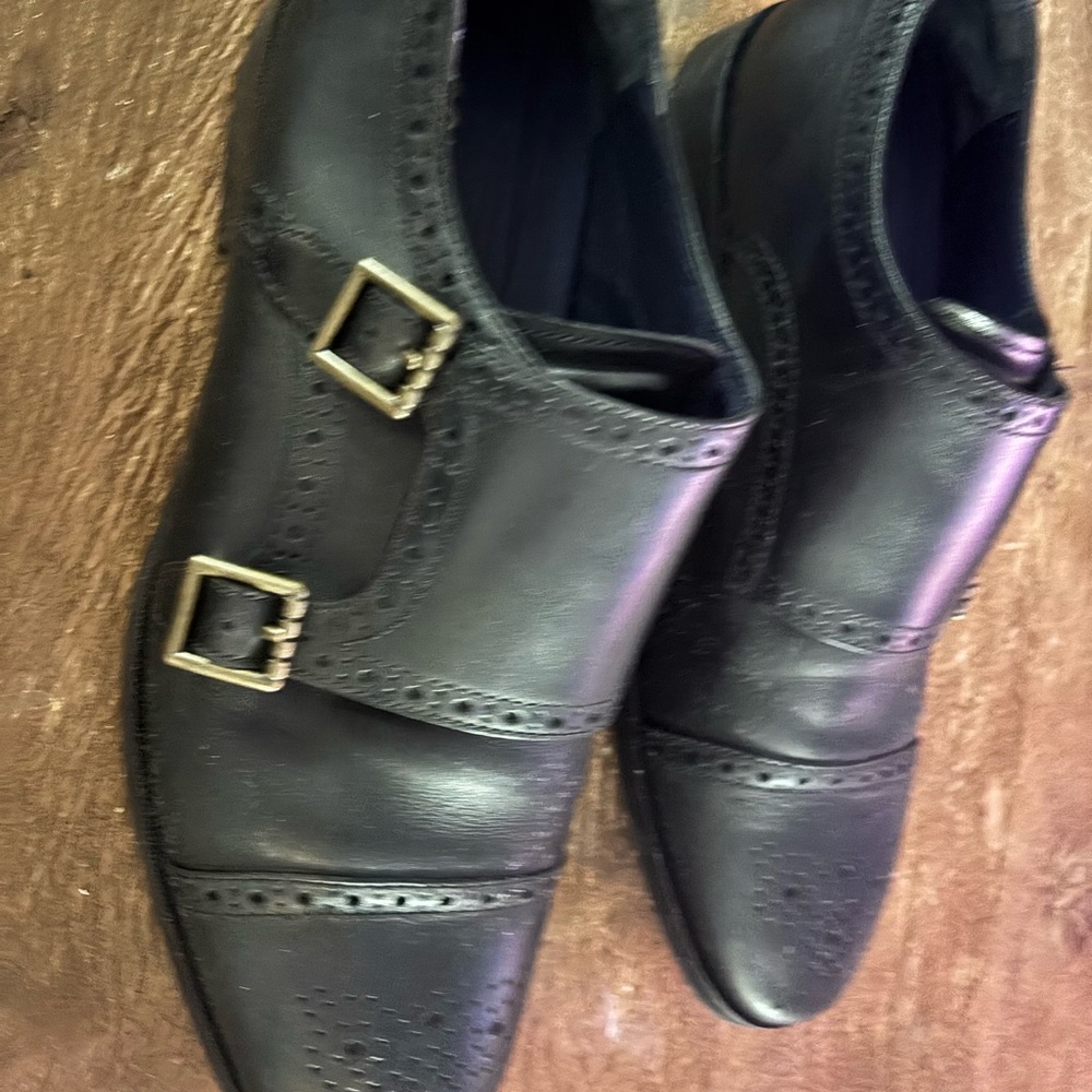 Men's Black Double Monk Strap Shoes
